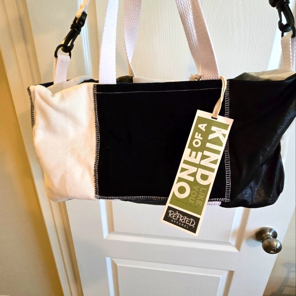 NWT! Refried Apparel New Small Duffel Bag 16" , patchwork, recycled USA